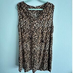 Beach lunch lounge Womens Dress Size XL Brown black Animal Print Leopard Dress